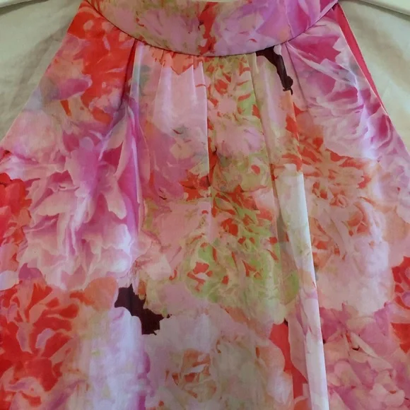 ✨💥⚡️ Eliza J. NEW Chiffon Pink & Cream Floral Print Halter Neck Dress - Picture 7 of 11